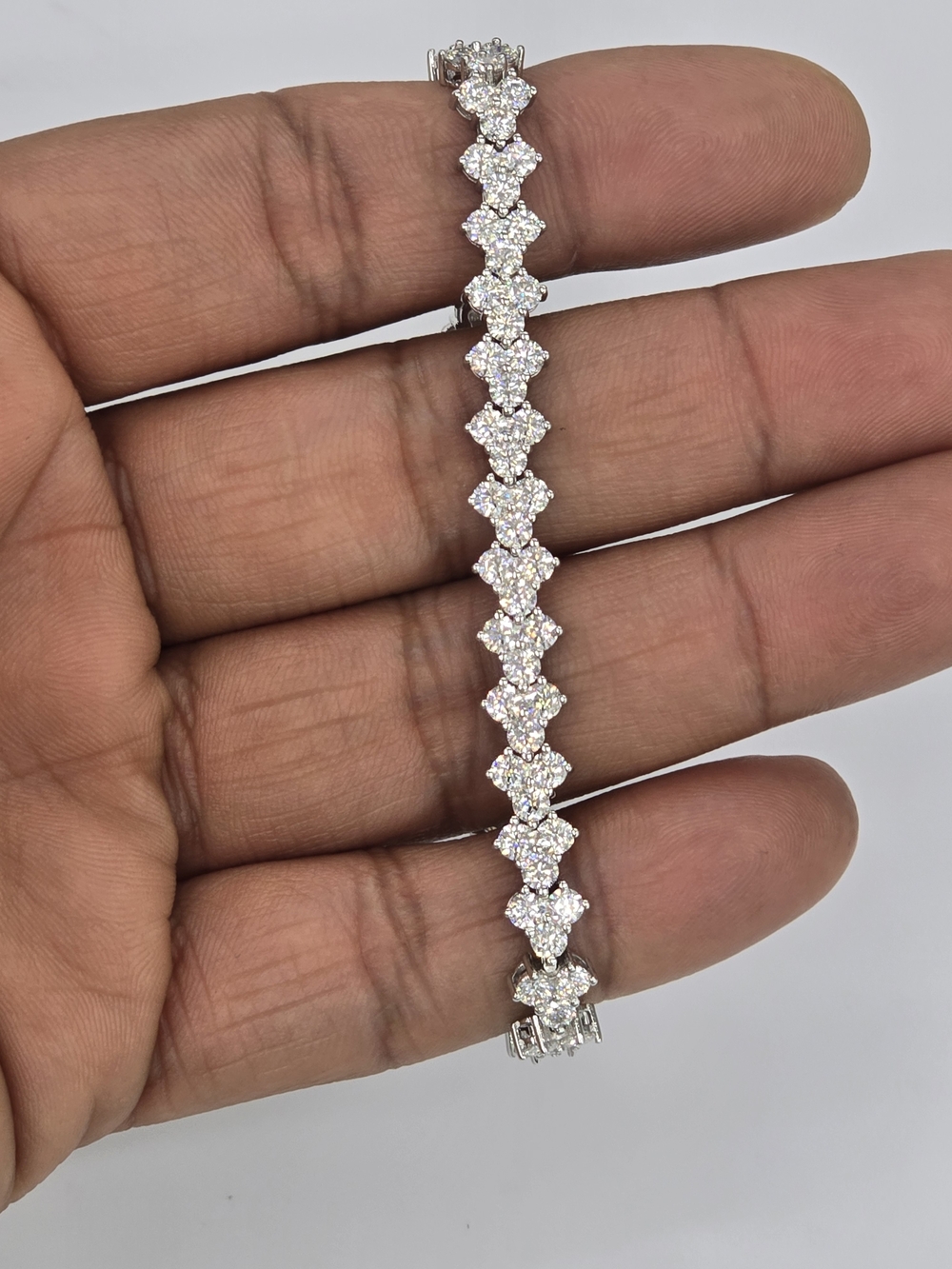 925 Sterling Silver Moissanite Diamond Bracelet 7.5 Inches